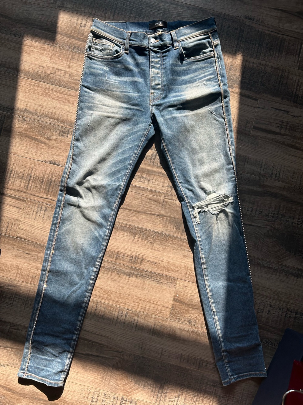AMIRI slim-fit crystal track denim jeans - Picture 2 of 6